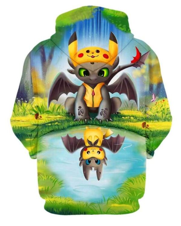 Pikachu and Toothless - All Over Apparel - www.secrettees.com