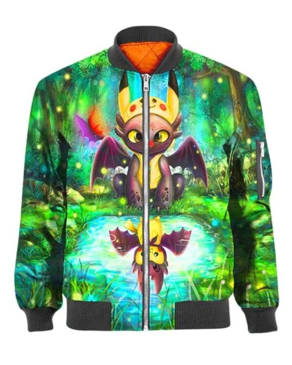 Pikachu And Toothless - All Over Apparel - Bomber / S - www.secrettees.com