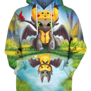 Pikachu and Toothless - All Over Apparel - Hoodie / S - www.secrettees.com