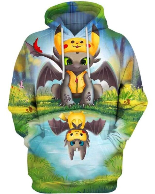 Pikachu and Toothless - All Over Apparel - Hoodie / S - www.secrettees.com