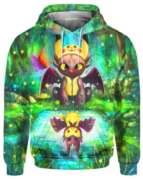 Pikachu And Toothless - All Over Apparel - Hoodie / S - www.secrettees.com