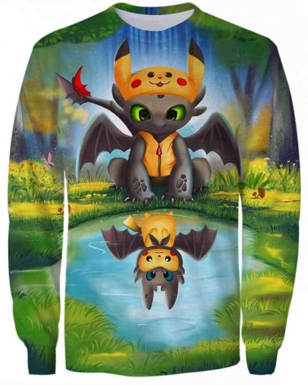 Pikachu and Toothless - All Over Apparel - Sweatshirt / S - www.secrettees.com