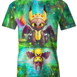 Pikachu And Toothless - All Over Apparel - T-Shirt / S - www.secrettees.com