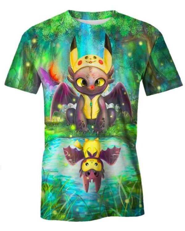 Pikachu And Toothless - All Over Apparel - T-Shirt / S - www.secrettees.com