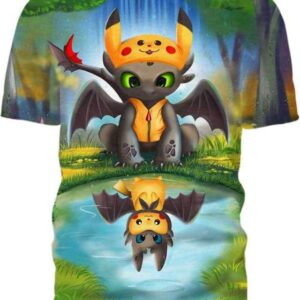Pikachu and Toothless - All Over Apparel - T-Shirt / S - www.secrettees.com
