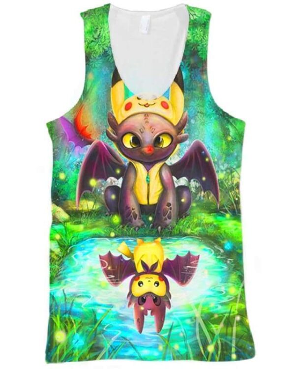 Pikachu And Toothless - All Over Apparel - Tank Top / S - www.secrettees.com