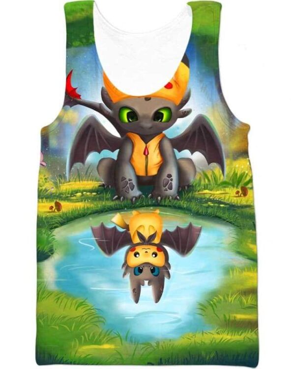Pikachu and Toothless - All Over Apparel - Tank Top / S - www.secrettees.com