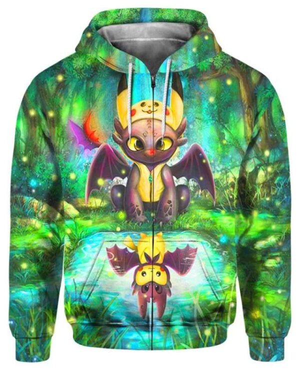 Pikachu And Toothless - All Over Apparel - Zip Hoodie / S - www.secrettees.com