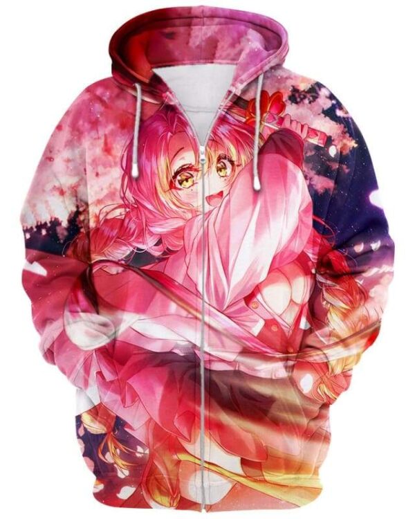 Pinky Girl - All Over Apparel - Zip Hoodie / S - www.secrettees.com