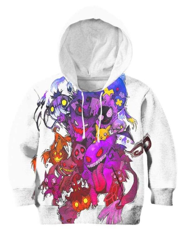 Pokemon Ghosts - All Over Apparel - Kid Hoodie / S - www.secrettees.com