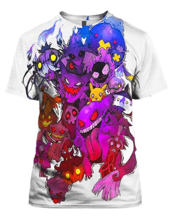 Pokemon Ghosts - All Over Apparel - T-Shirt / S - www.secrettees.com