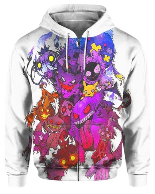 Pokemon Ghosts - All Over Apparel - Zip Hoodie / S - www.secrettees.com