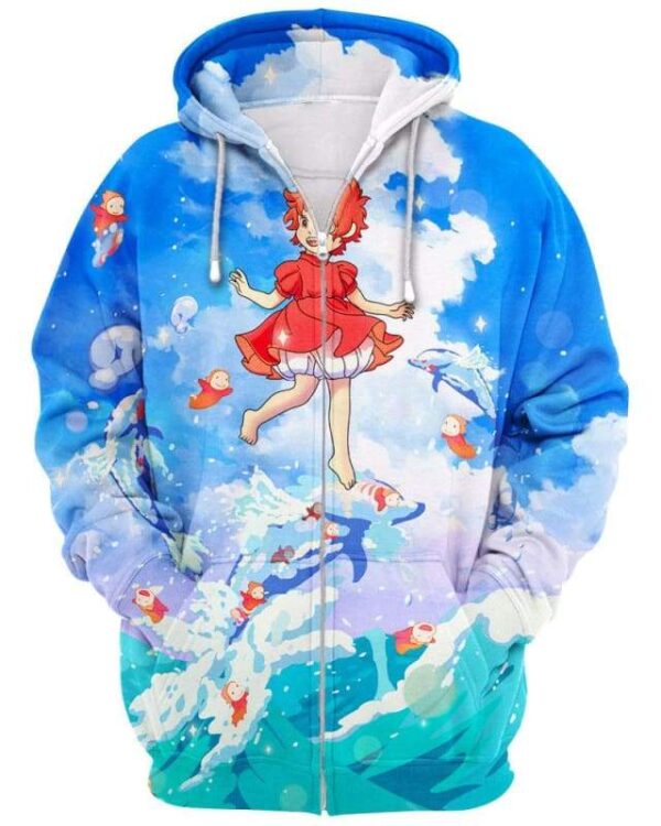 Ponyo - All Over Apparel - Zip Hoodie / S - www.secrettees.com