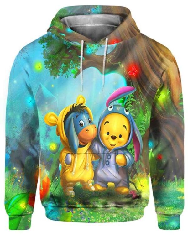 Pooh and Eeyore In The Forest - All Over Apparel - Hoodie / S - www.secrettees.com