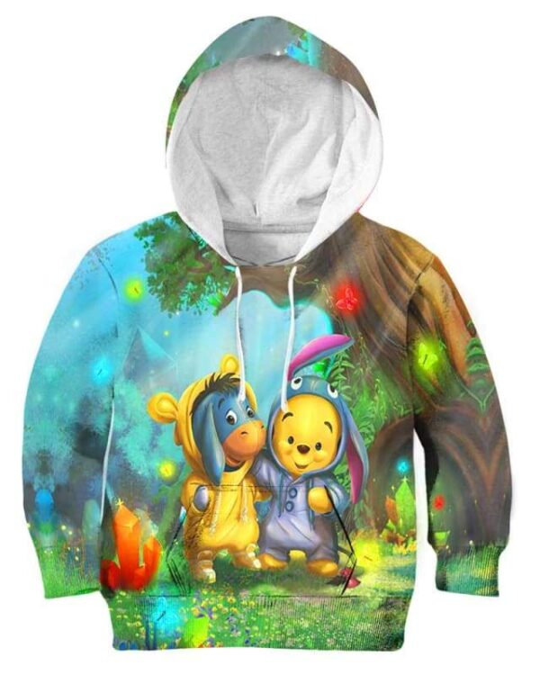 Pooh and Eeyore In The Forest - All Over Apparel - Kid Hoodie / S - www.secrettees.com