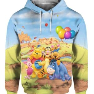 Pooh Balloon - All Over Apparel - Hoodie / M - www.secrettees.com