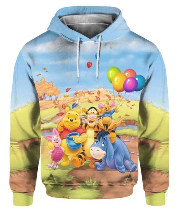 Pooh Balloon - All Over Apparel - Hoodie / M - www.secrettees.com