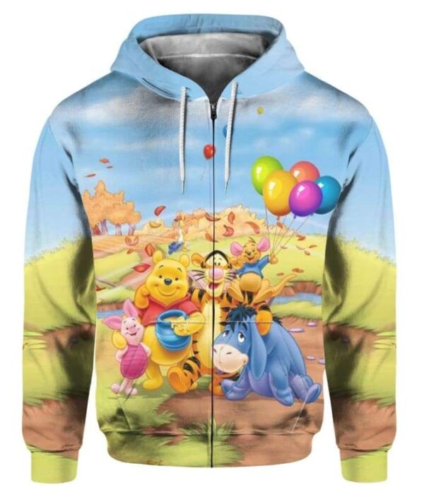 Pooh Balloon - All Over Apparel - Hoodie / S - www.secrettees.com