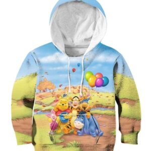 Pooh Balloon - All Over Apparel - Kid Hoodie / S - www.secrettees.com