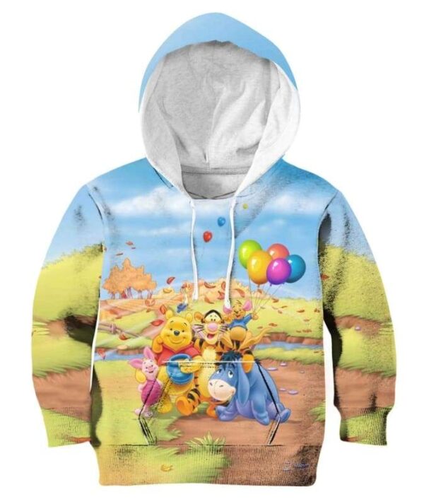 Pooh Balloon - All Over Apparel - Kid Hoodie / S - www.secrettees.com