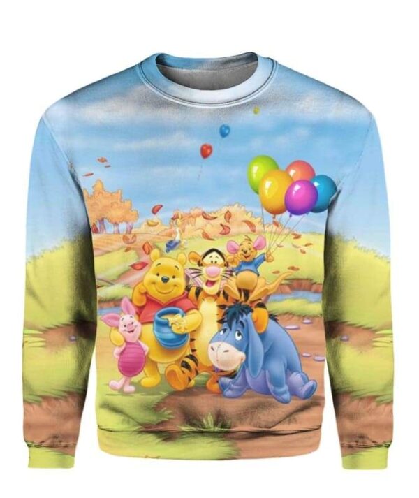 Pooh Balloon - All Over Apparel - Sweatshirt / S - www.secrettees.com