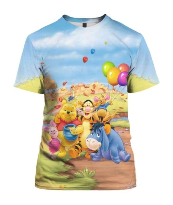 Pooh Balloon - All Over Apparel - T-Shirt / S - www.secrettees.com