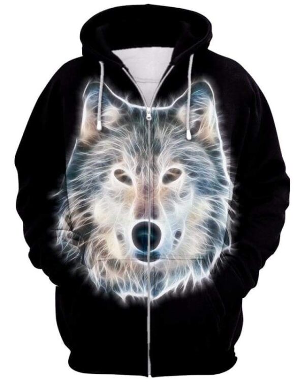 Portrait Of Wolf Fractal - All Over Apparel - Zip Hoodie / S - www.secrettees.com