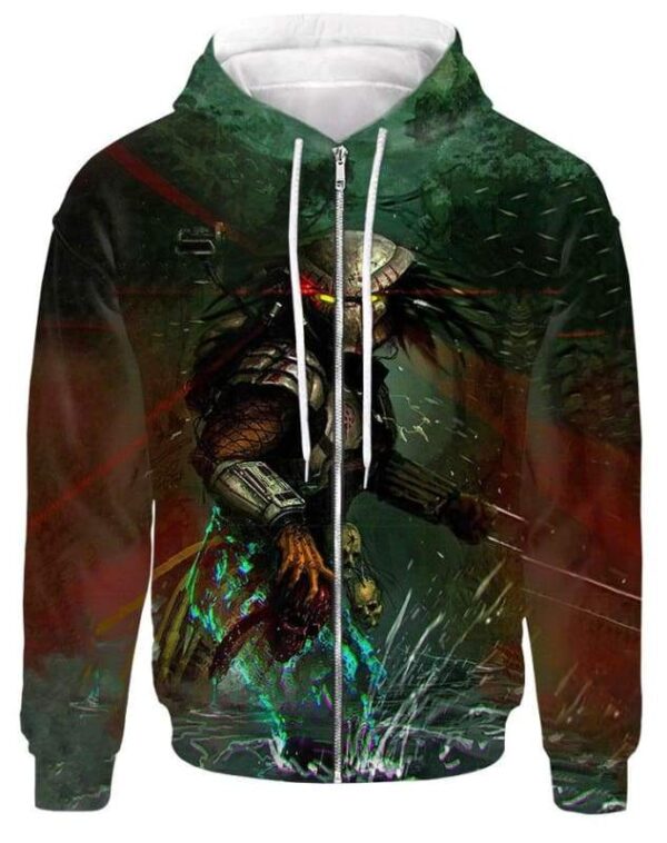 Predator Laser Hoodie T-shirt - All Over Apparel - Zip Hoodie / S - www.secrettees.com
