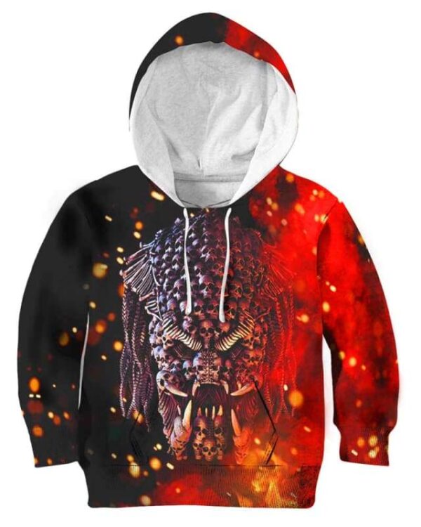 Predator Skull on Fire - All Over Apparel - www.secrettees.com