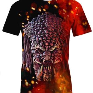 Predator Skull on Fire - All Over Apparel - T-Shirt / S - www.secrettees.com