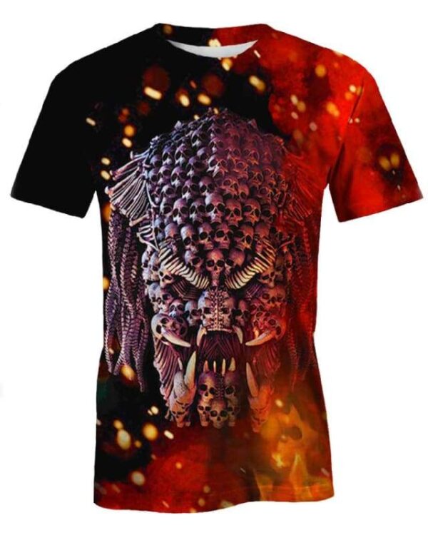 Predator Skull on Fire - All Over Apparel - T-Shirt / S - www.secrettees.com