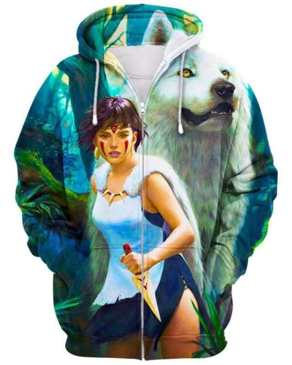 Princess And Wolf - All Over Apparel - Zip Hoodie / S - www.secrettees.com
