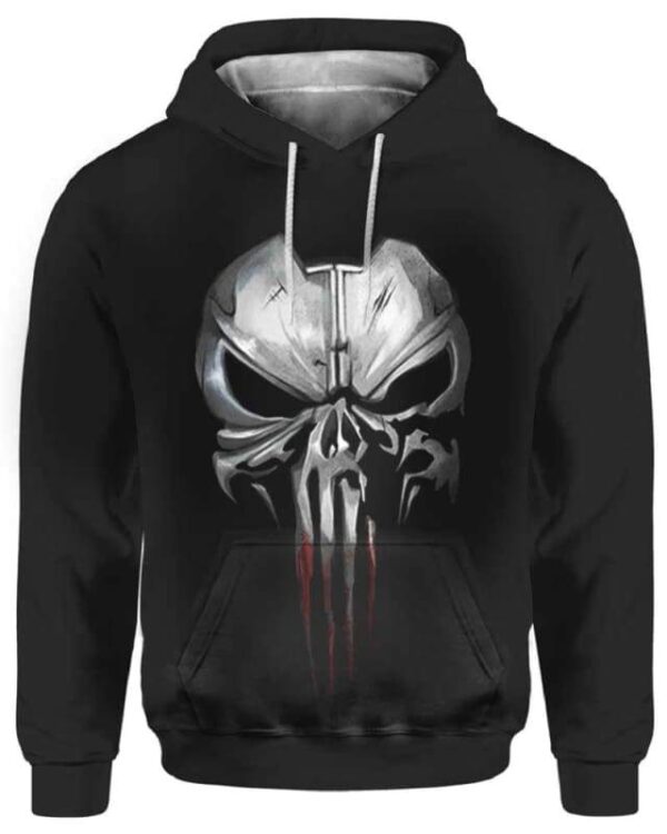 Punisher iron Face 3D All-Over T-shirt Hoodie Sweater Tank - All Over Apparel - Hoodie / S - www.secrettees.com