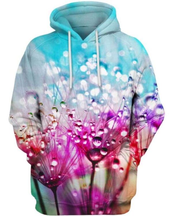 Purple Silk Flowers With Dewdrops - All Over Apparel - Hoodie / S - www.secrettees.com