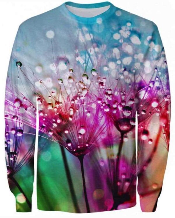 Purple Silk Flowers With Dewdrops - All Over Apparel - Sweatshirt / S - www.secrettees.com