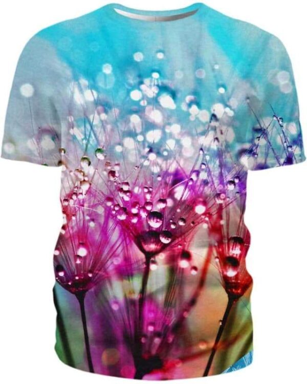 Purple Silk Flowers With Dewdrops - All Over Apparel - T-Shirt / S - www.secrettees.com