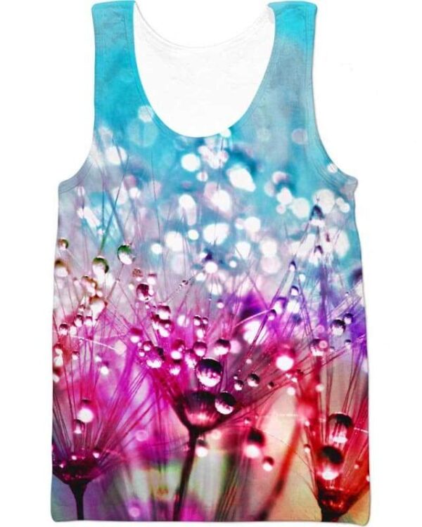 Purple Silk Flowers With Dewdrops - All Over Apparel - Tank Top / S - www.secrettees.com