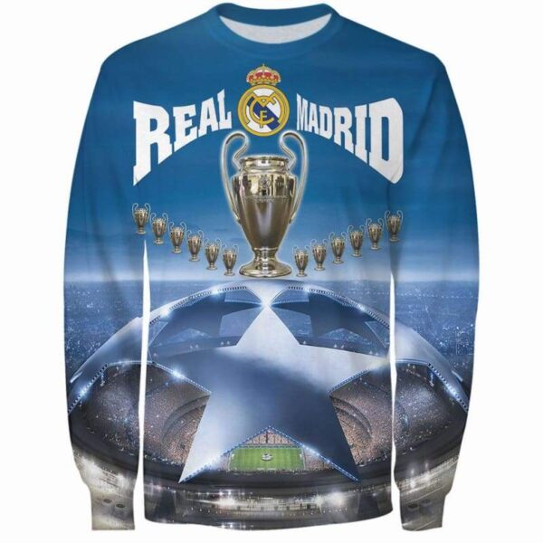 Real Madrid UEFA Champion 2018 3D All Over Print T-shirt Zip Hoodie Sweater Tank - All Over Apparel - Sweatshirt / S - www.secrettees.com