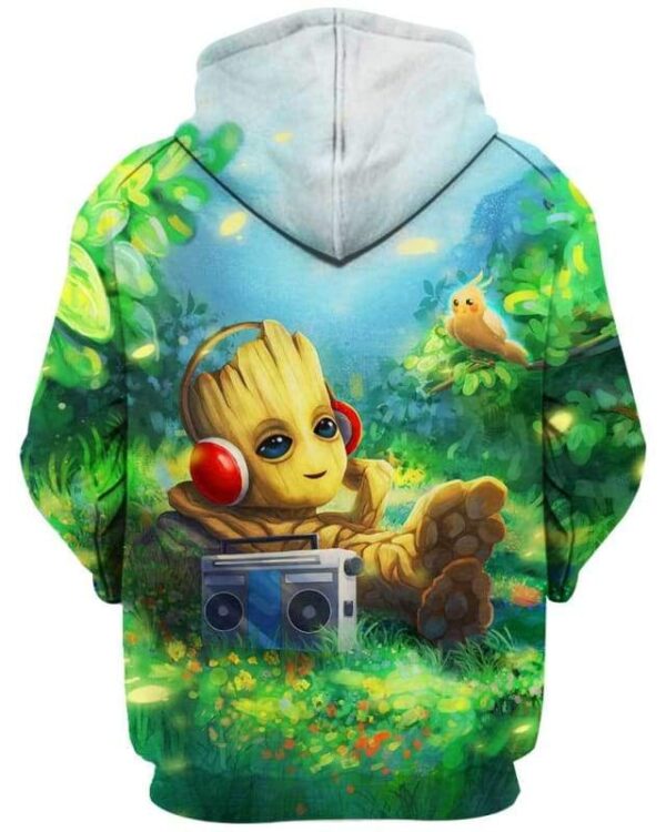 Relaxing Music With Groot - All Over Apparel - www.secrettees.com