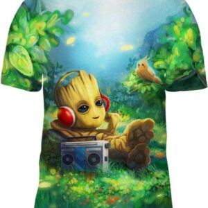 Relaxing Music With Groot - All Over Apparel - T-Shirt / S - www.secrettees.com
