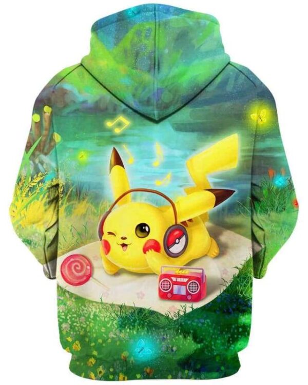 Relaxing Music With Pikachu - All Over Apparel - www.secrettees.com
