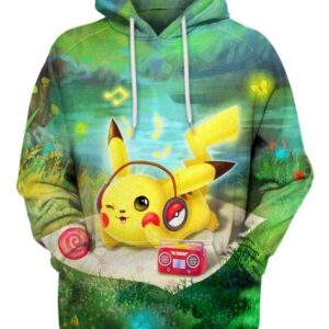 Relaxing Music With Pikachu - All Over Apparel - Hoodie / S - www.secrettees.com