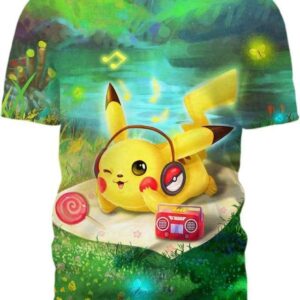 Relaxing Music With Pikachu - All Over Apparel - T-Shirt / S - www.secrettees.com