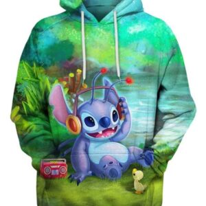 Relaxing Music With Stitch - All Over Apparel - Hoodie / S - www.secrettees.com