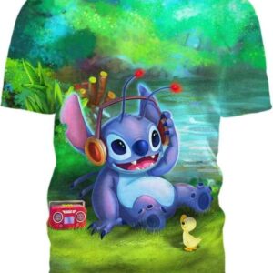 Relaxing Music With Stitch - All Over Apparel - T-Shirt / S - www.secrettees.com