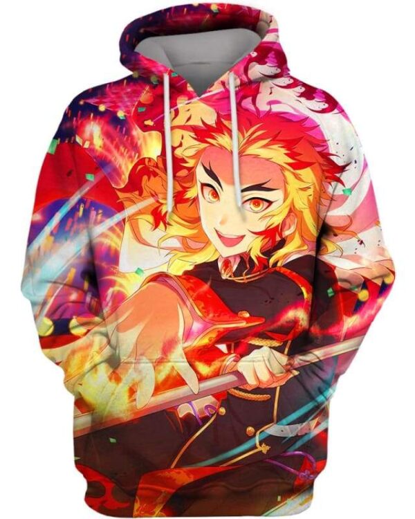 Rengoku Kyoujurou - All Over Apparel - Hoodie / S - www.secrettees.com