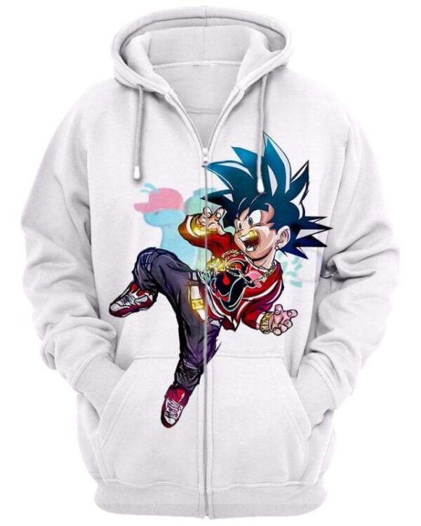 Rich Kid Goku - All Over Apparel - Zip Hoodie / S - www.secrettees.com