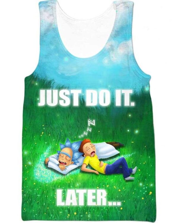 Rick And Morty - Just Do It Later - All Over Apparel - Tank Top / S - www.secrettees.com