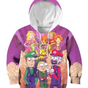 R&M x Smash Bros - All Over Apparel - Kid Hoodie / S - www.secrettees.com