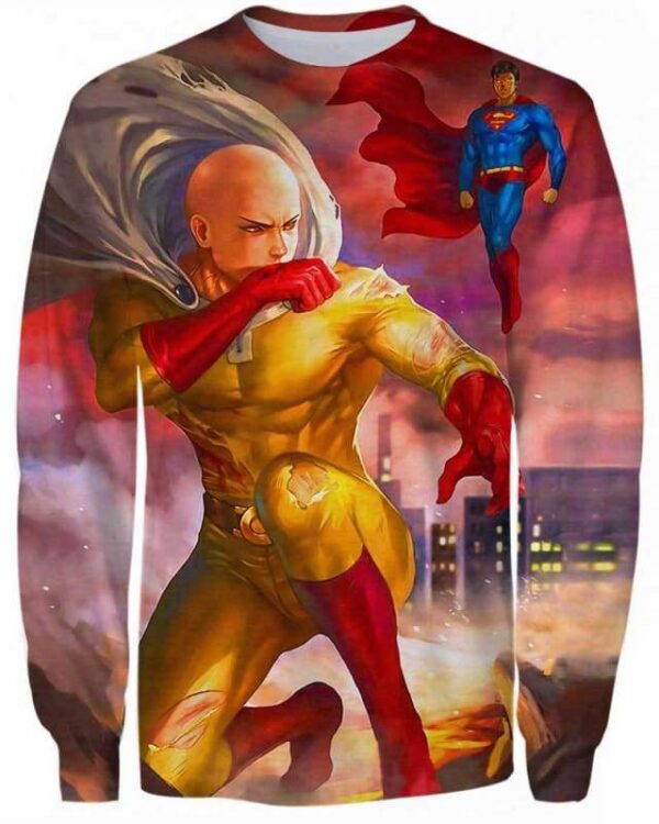 Saitama x Superman - All Over Apparel - Sweatshirt / S - www.secrettees.com